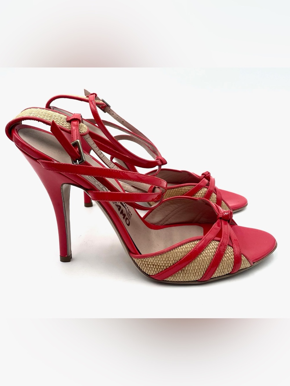 Vintage Salvatore Ferragamo Orange Strappy Heels Size 8.5